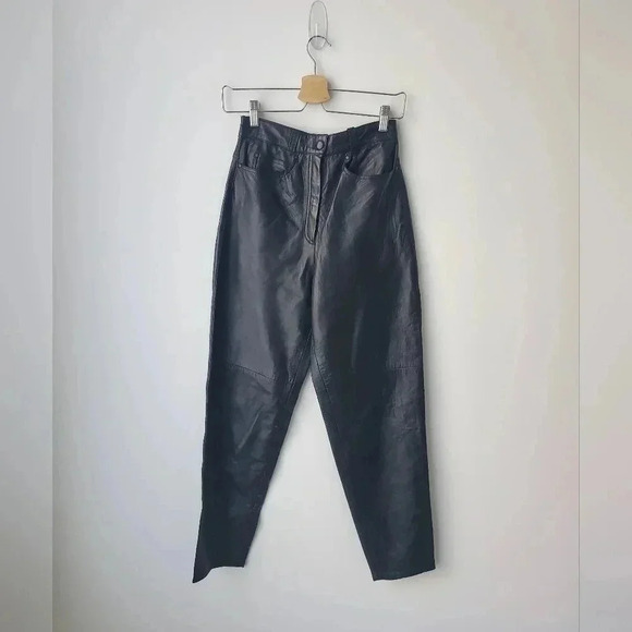 Ultimate 90's high waist leather straight leg pants - Picture 2 of 12